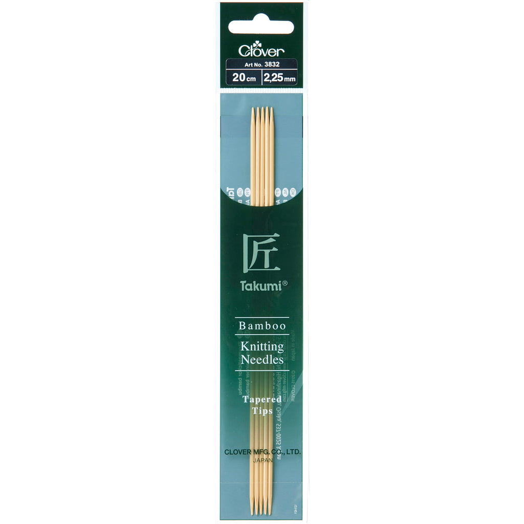 Clover Knitting Needles 2.25mm 20cm - Clover Bamboo Double Pointed Needles - set of five