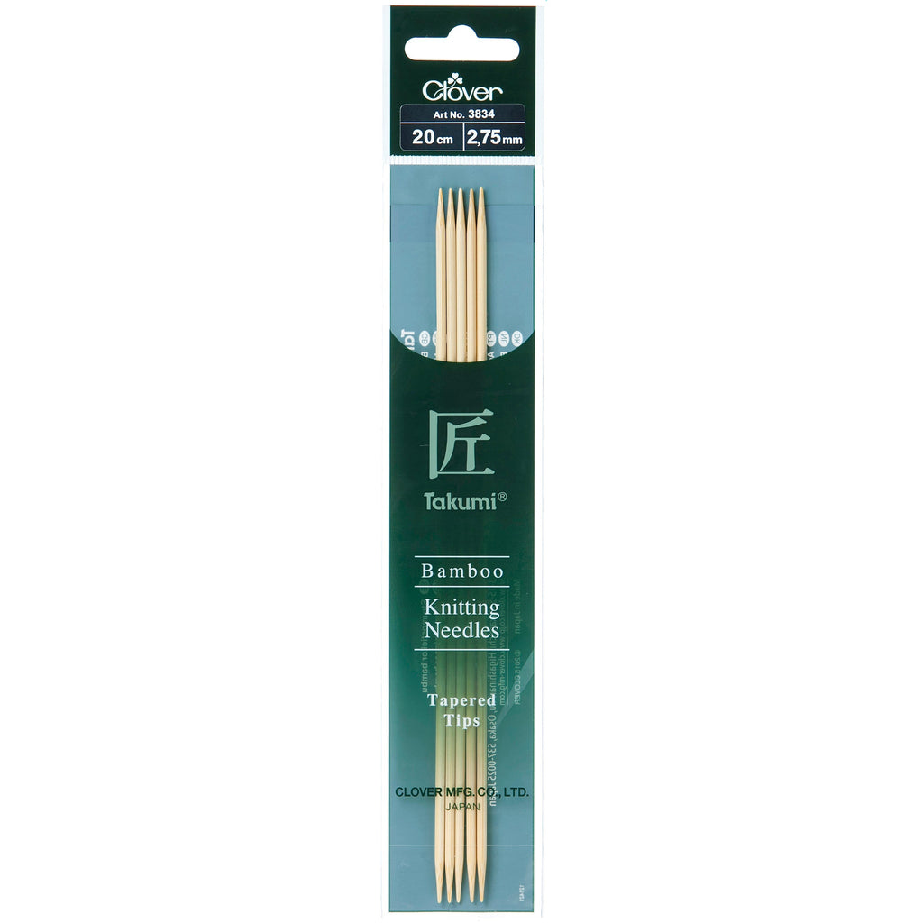 Clover Knitting Needles 2.75mm 20cm - Clover Bamboo Double Pointed Needles - set of five