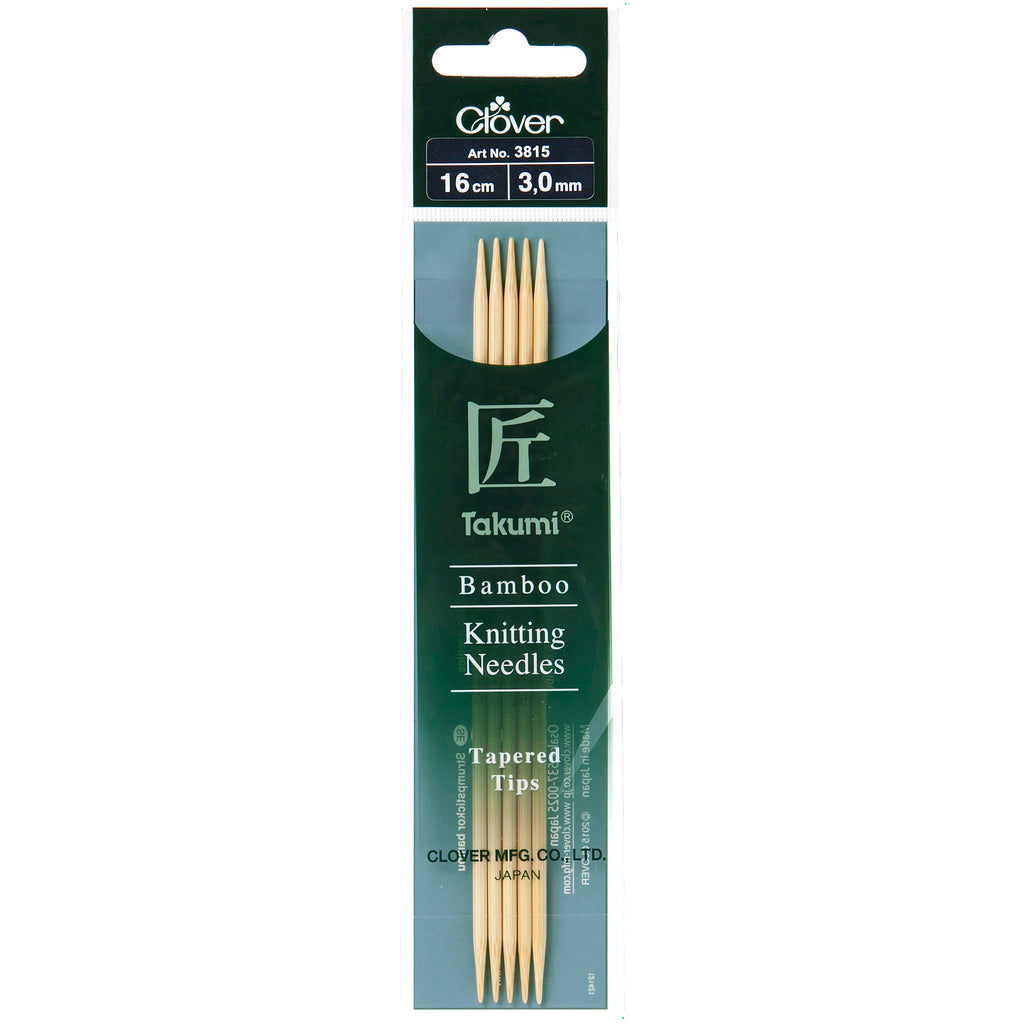 Clover Knitting Needles 3.00mm 16cm - Clover Bamboo Double Pointed Needles - set of five