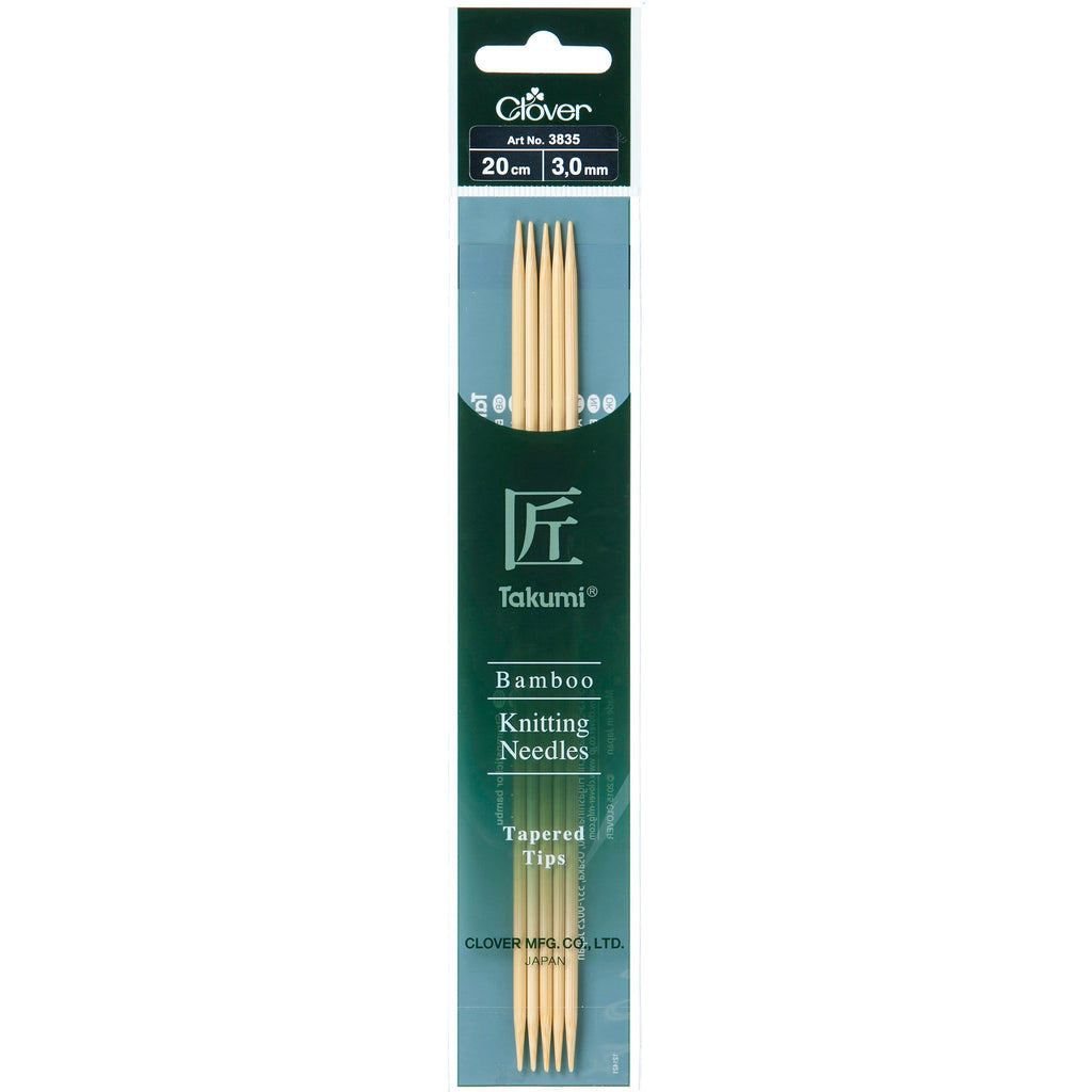 Clover Knitting Needles 3.00mm 20cm - Clover Bamboo Double Pointed Needles - set of five