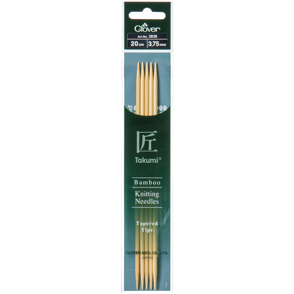 Clover Knitting Needles 3.75mm 20cm - Clover Bamboo Double Pointed Needles - set of five