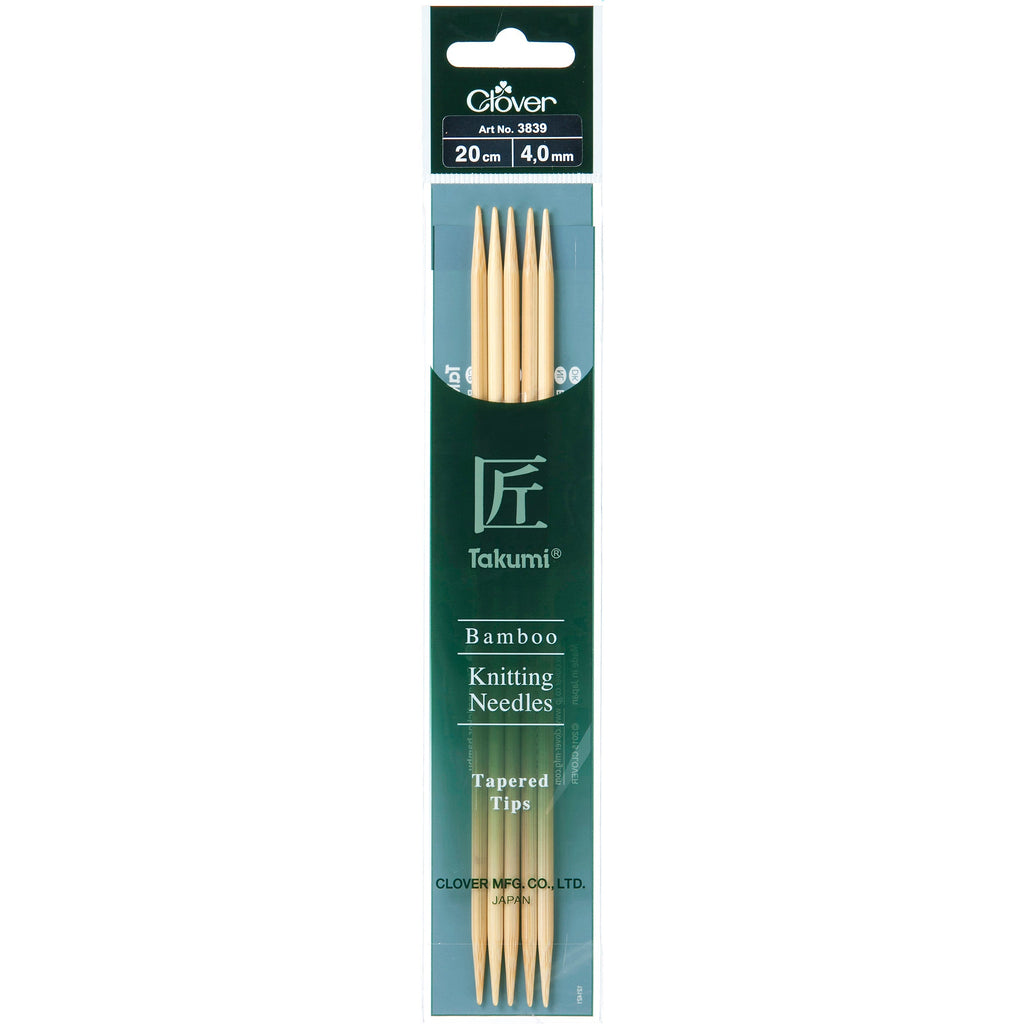 Clover Knitting Needles 4.00mm 20cm - Clover Bamboo Double Pointed Needles - set of five