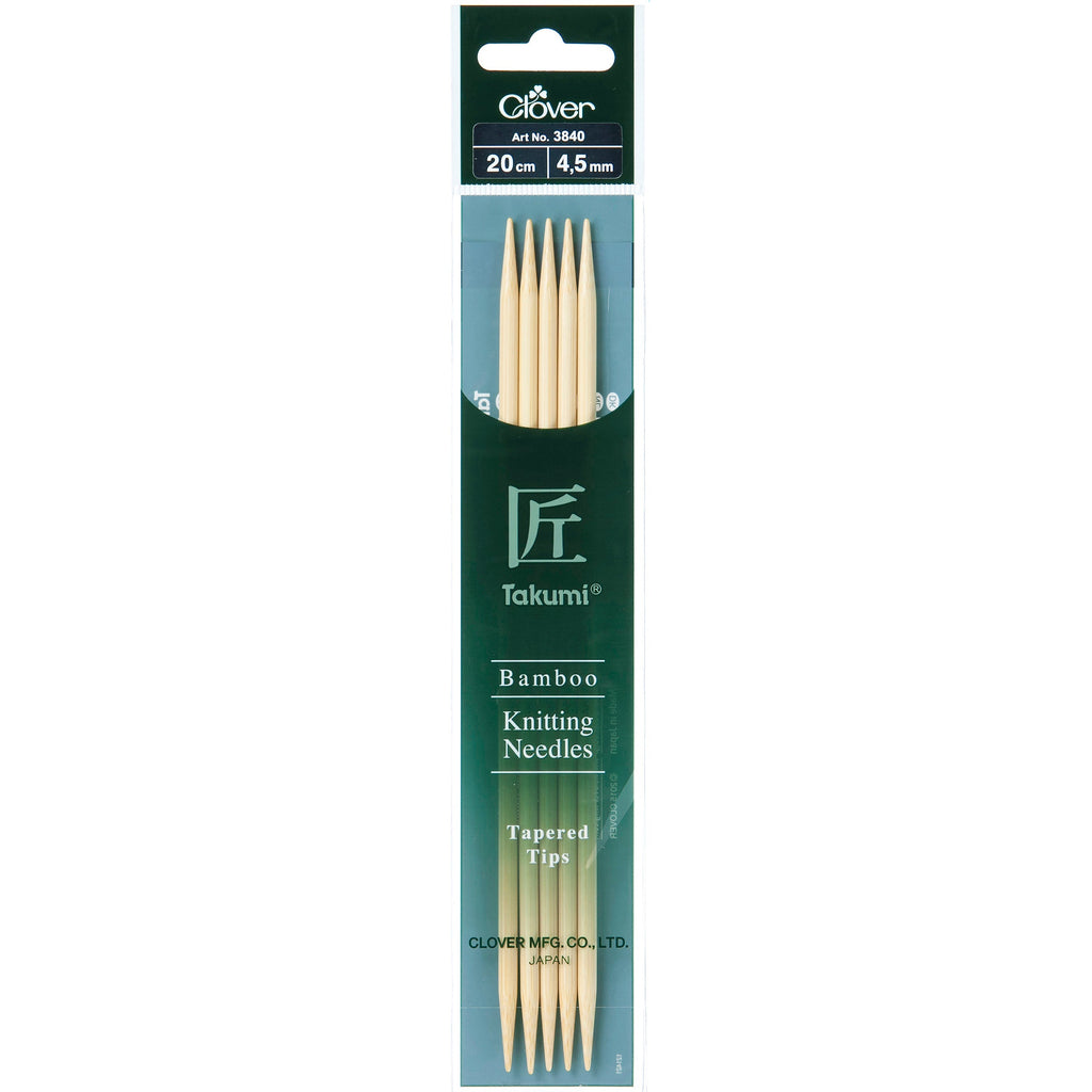 Clover Knitting Needles 4.50mm 20cm - Clover Bamboo Double Pointed Needles - set of five