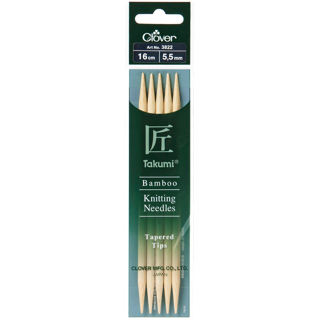 Clover Knitting Needles 5.50mm 16cm - Clover Bamboo Double Pointed Needles - set of five