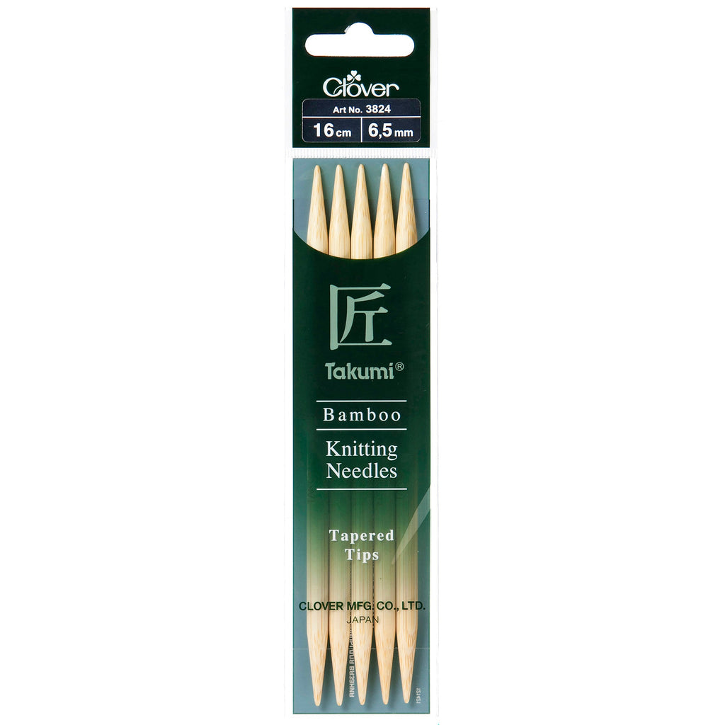 Clover Knitting Needles 6.50mm 16cm - Clover Bamboo Double Pointed Needles - set of five