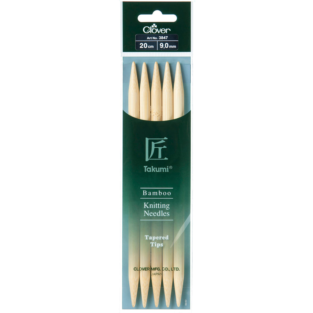 Clover Knitting Needles 9.00mm 20cm - Clover Bamboo Double Pointed Needles - set of five