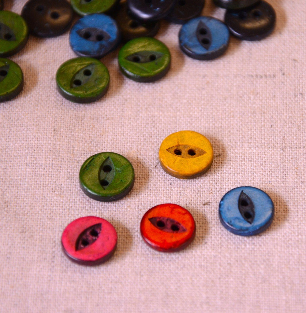 Coconut Fish Eye Button - 12mm - Red - The Eternal Maker - UK Fabric Shop