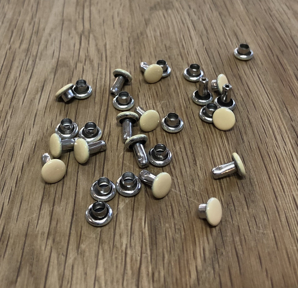 Coloured Rivets 6mm (dia.) x 7mm (length) 20 pack - Beige - The Eternal Maker - UK Fabric Shop
