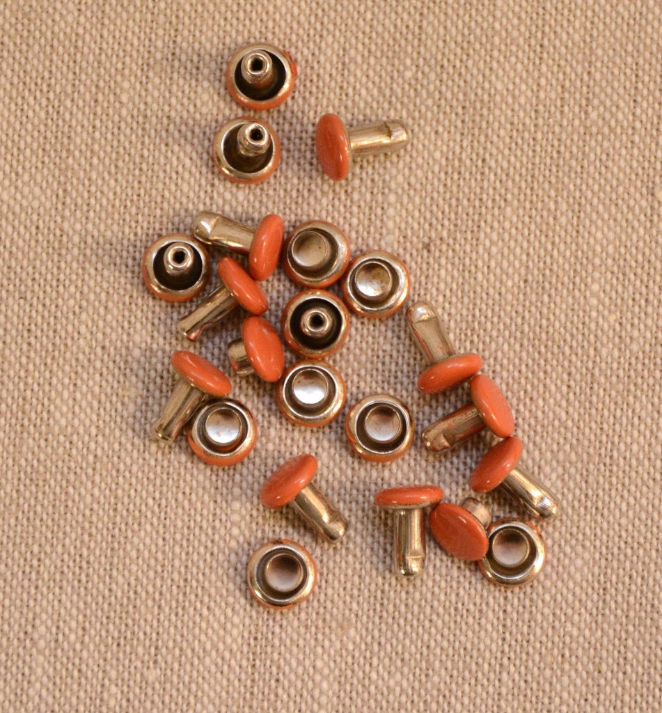 Coloured Rivets 6mm (dia.) x 7mm (length) 20 pack - Orange - The Eternal Maker - UK Fabric Shop