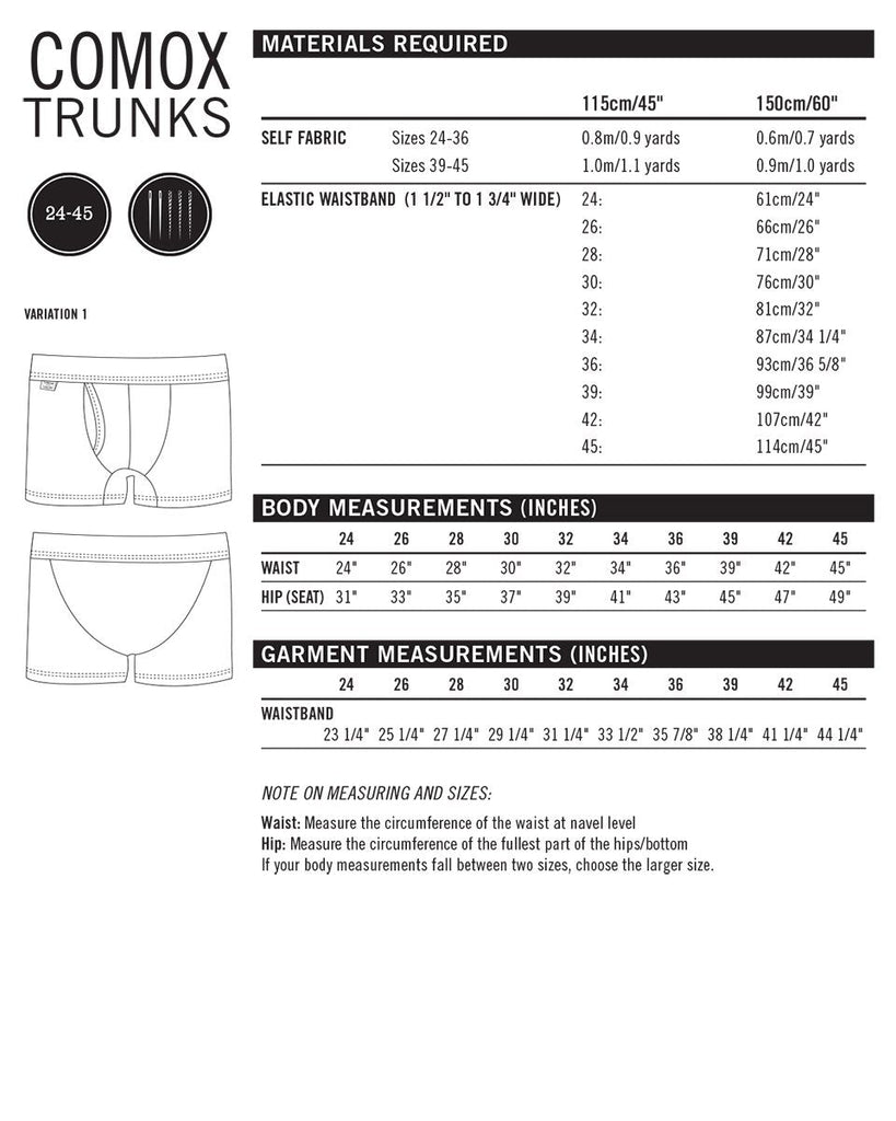 Comox Trunks - Thread Theory Patterns - Digital Sewing Pattern - The Eternal Maker - UK Fabric Shop