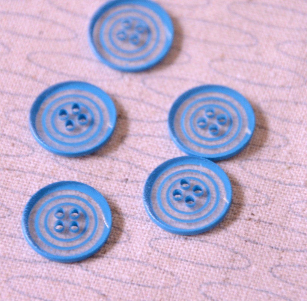 Concentric Circles Button - 15mm - Aqua - The Eternal Maker - UK Fabric Shop