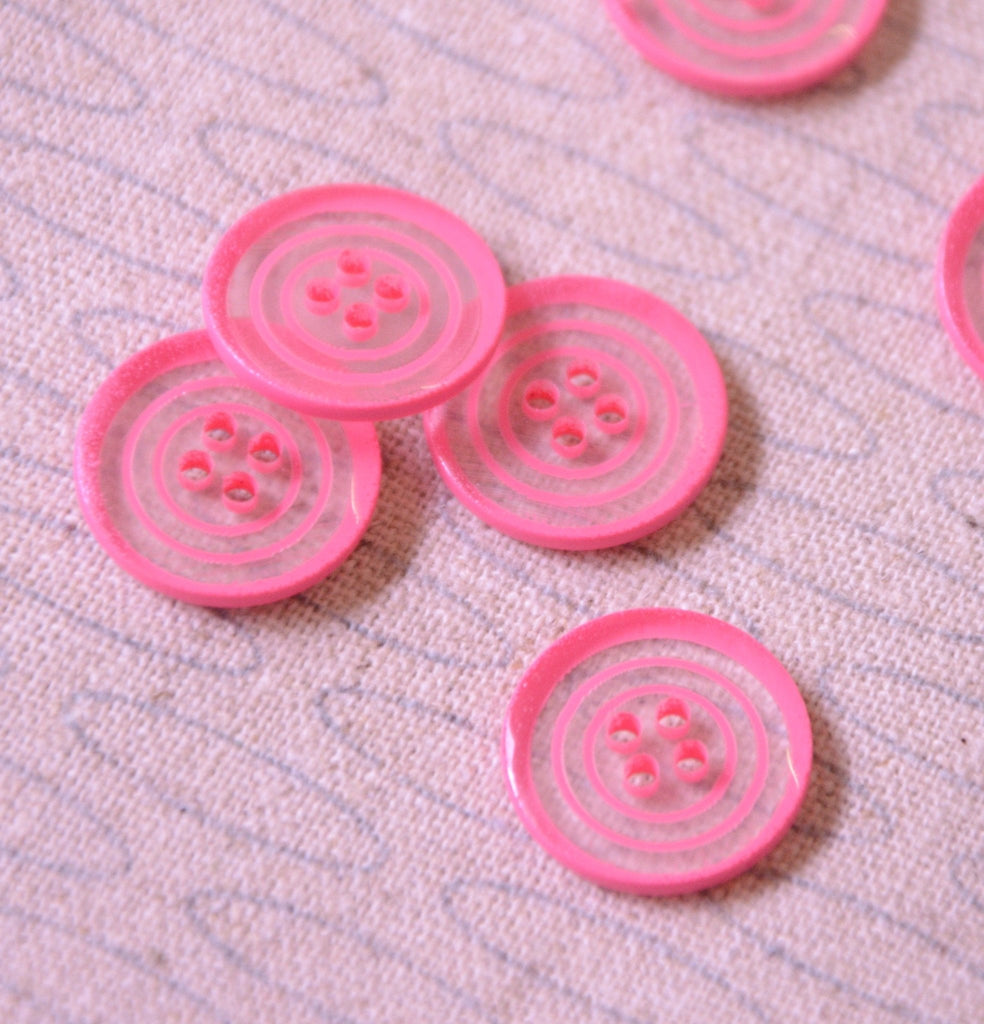 Concentric Circles Button - 15mm - Pink - The Eternal Maker - UK Fabric Shop