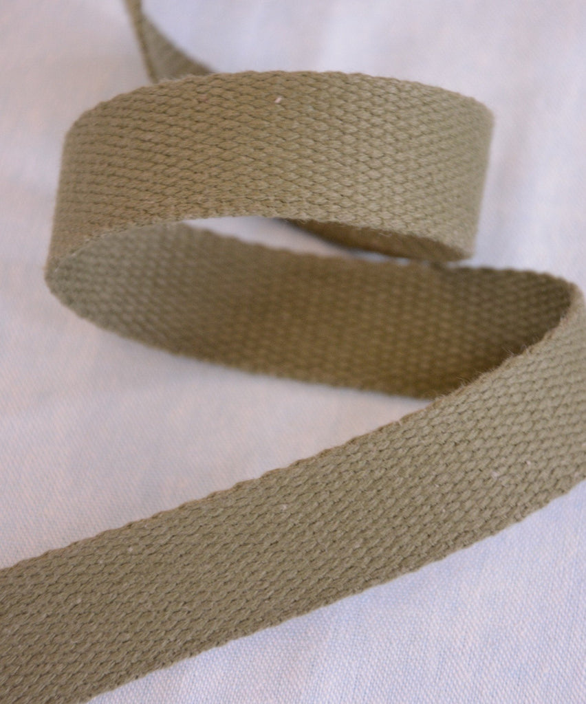 Cotton Webbing Tape - 25mm/ 1” - Olive - by 1/2m - The Eternal Maker - UK Fabric Shop