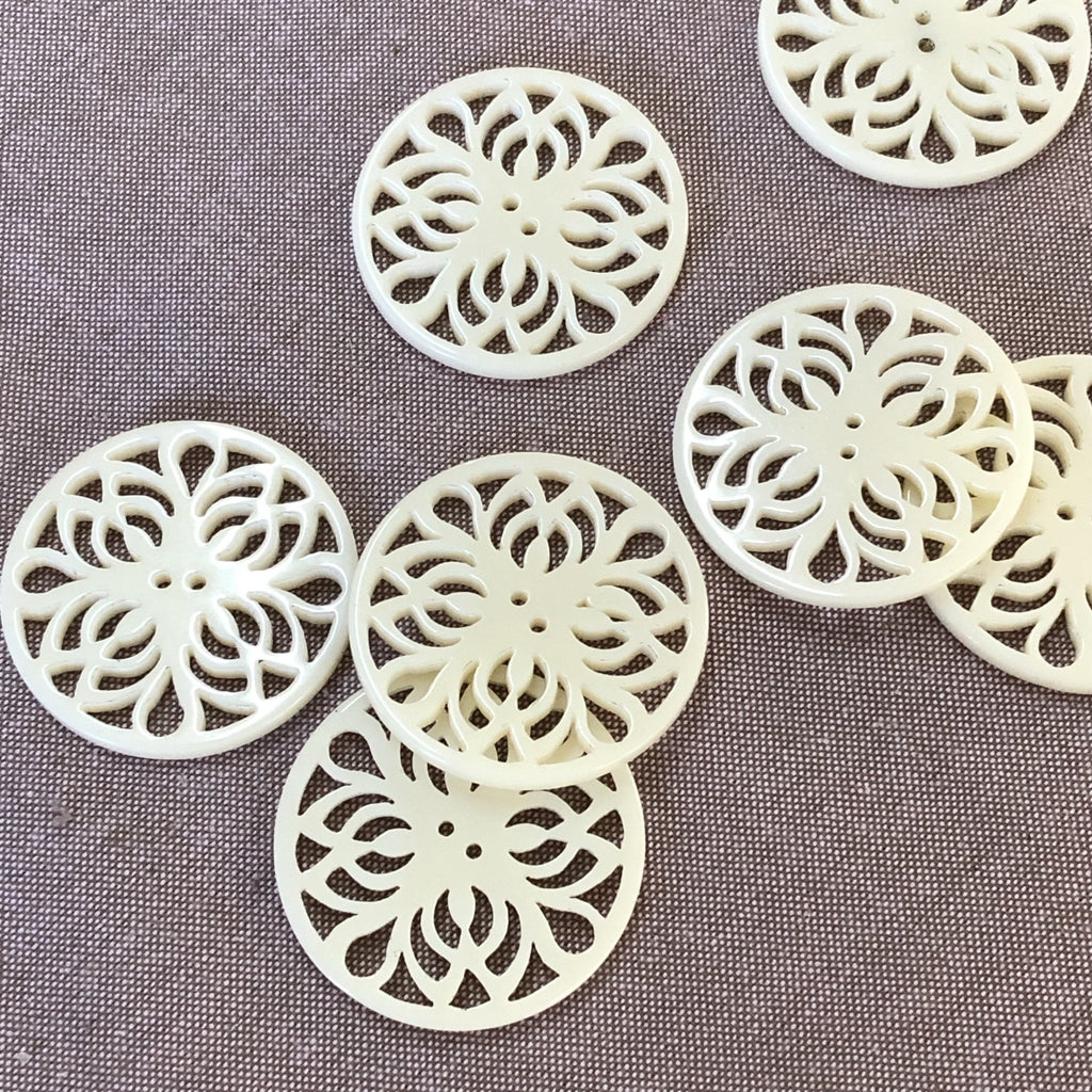 Cream Filigree Button - 35mm - The Eternal Maker - UK Fabric Shop
