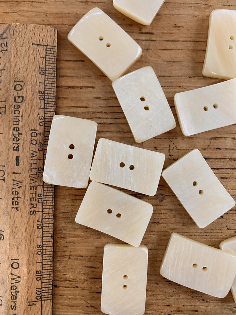 Cream Pearly 25mm Rectangle Button - The Eternal Maker - UK Fabric Shop