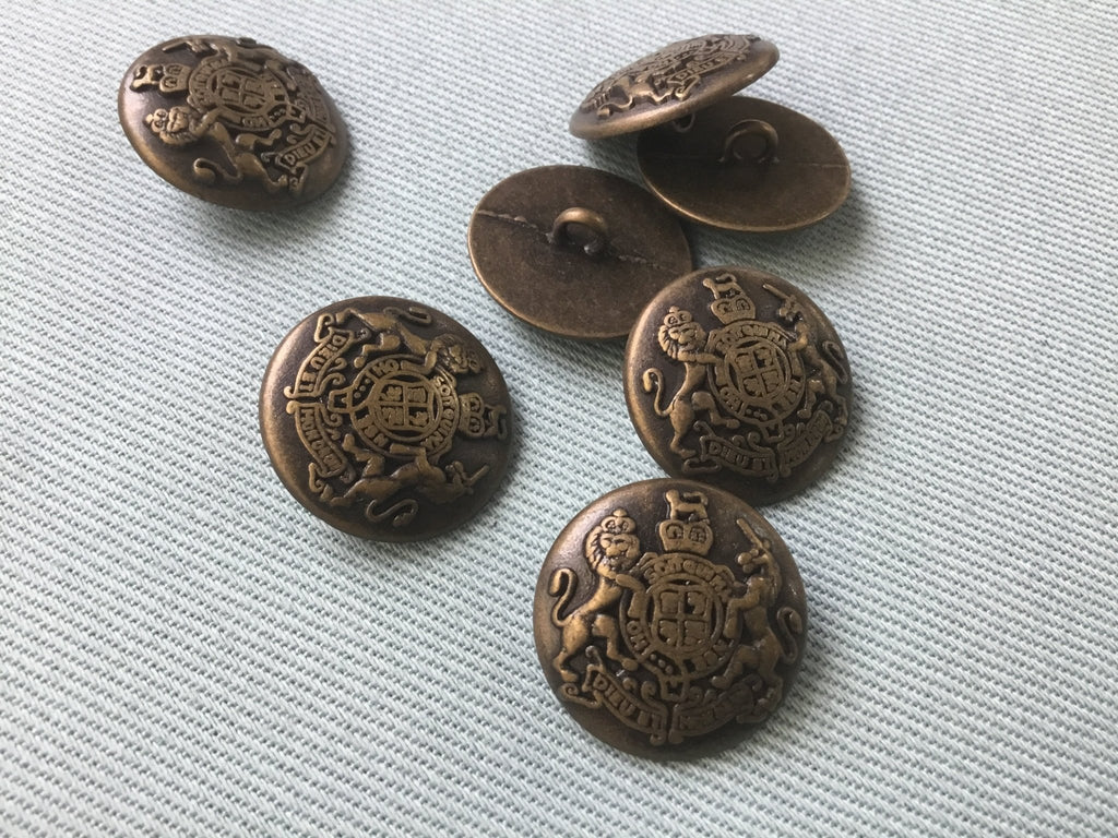 Crested Blazer Button - 23mm or 15mm - Antique Bronze - The Eternal Maker - UK Fabric Shop