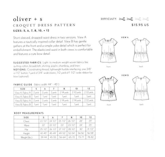 Croquet Dress Sewing Pattern - Oliver + S - The Eternal Maker - UK Fabric Shop