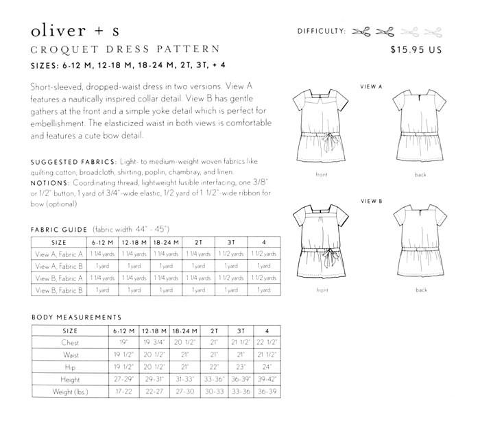 Croquet Dress Sewing Pattern - Oliver + S - The Eternal Maker - UK Fabric Shop
