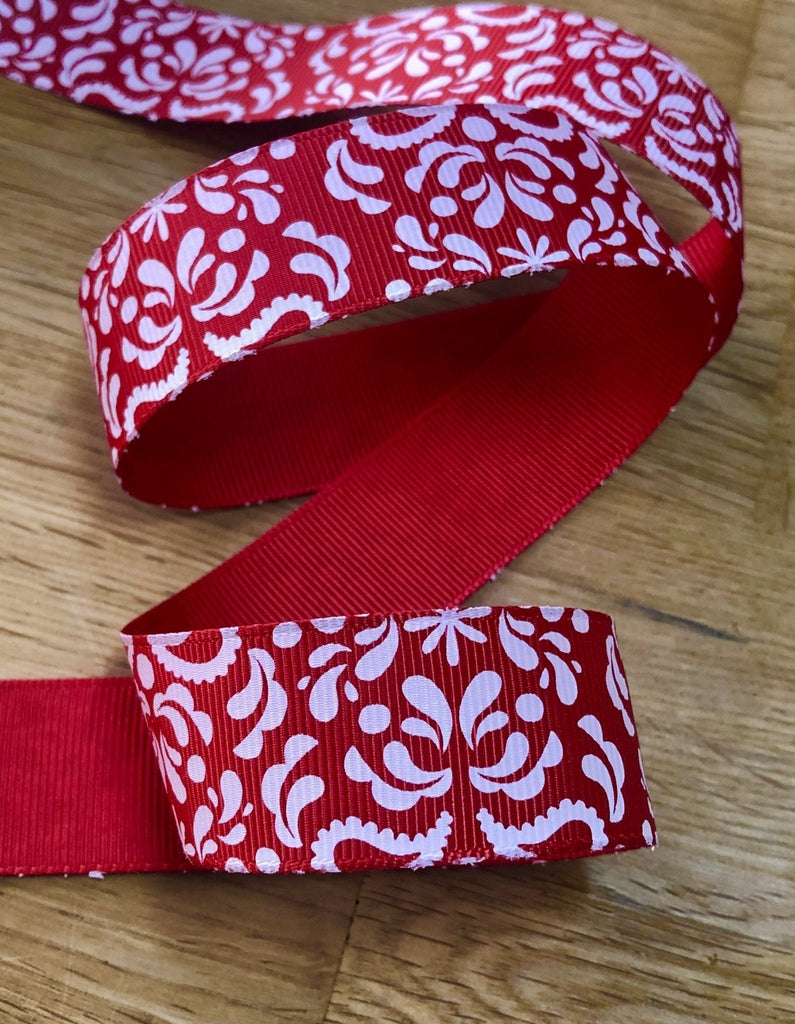 Damask Ribbon Ribbon Red - The Eternal Maker - UK Fabric Shop