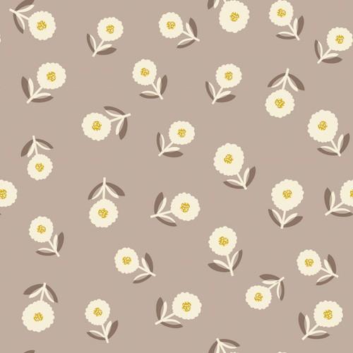 Dashwood Studios Fabric Floating Flowers Grey - Bloom - Rachel Cave - Dashwood Studios