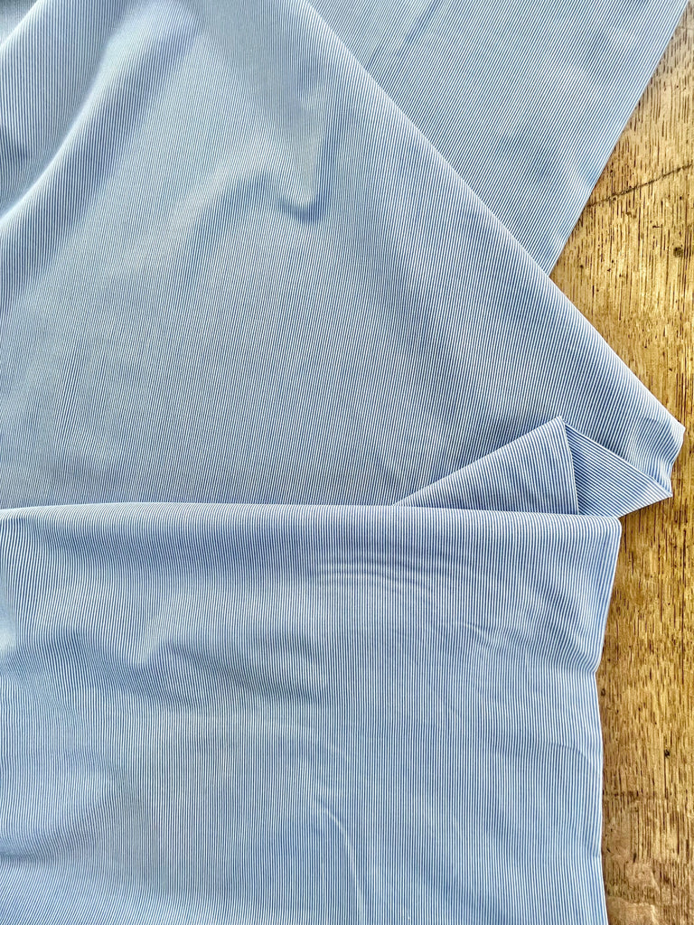 Deadstock Fabric Tiny Blue Pinstripe - Lightweight Cotton Shirting
