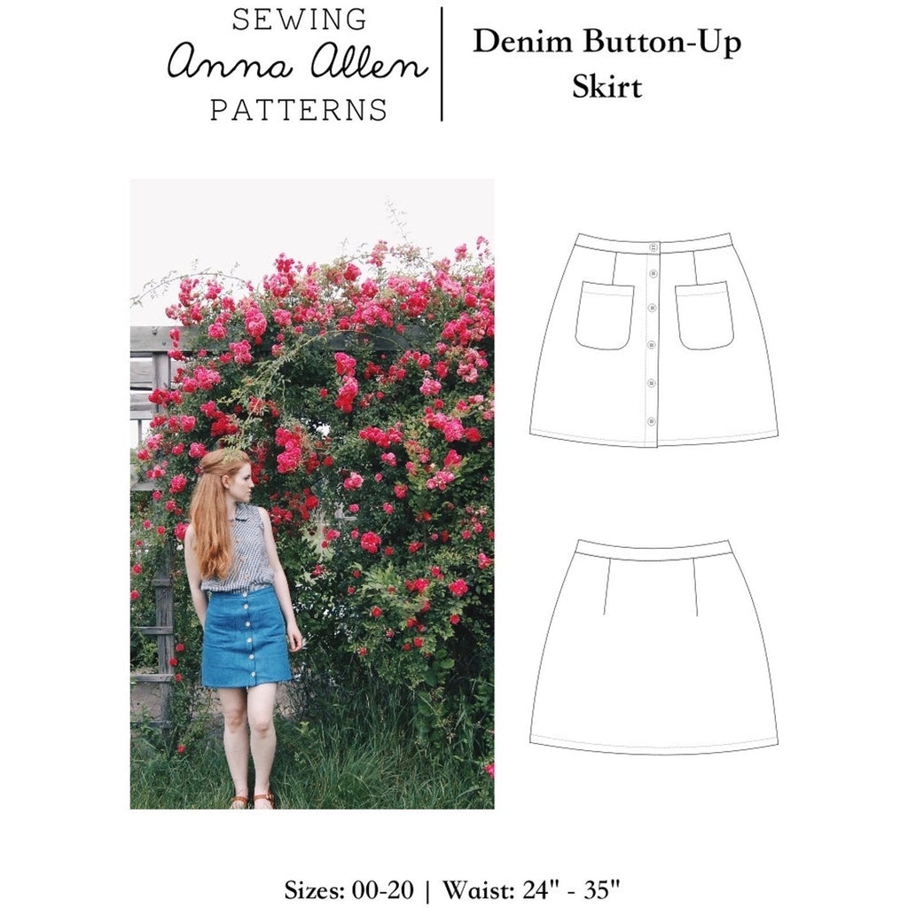 Denim Button Up Skirt - Anna Allen Clothing - Digital Download Pattern - The Eternal Maker - UK Fabric Shop