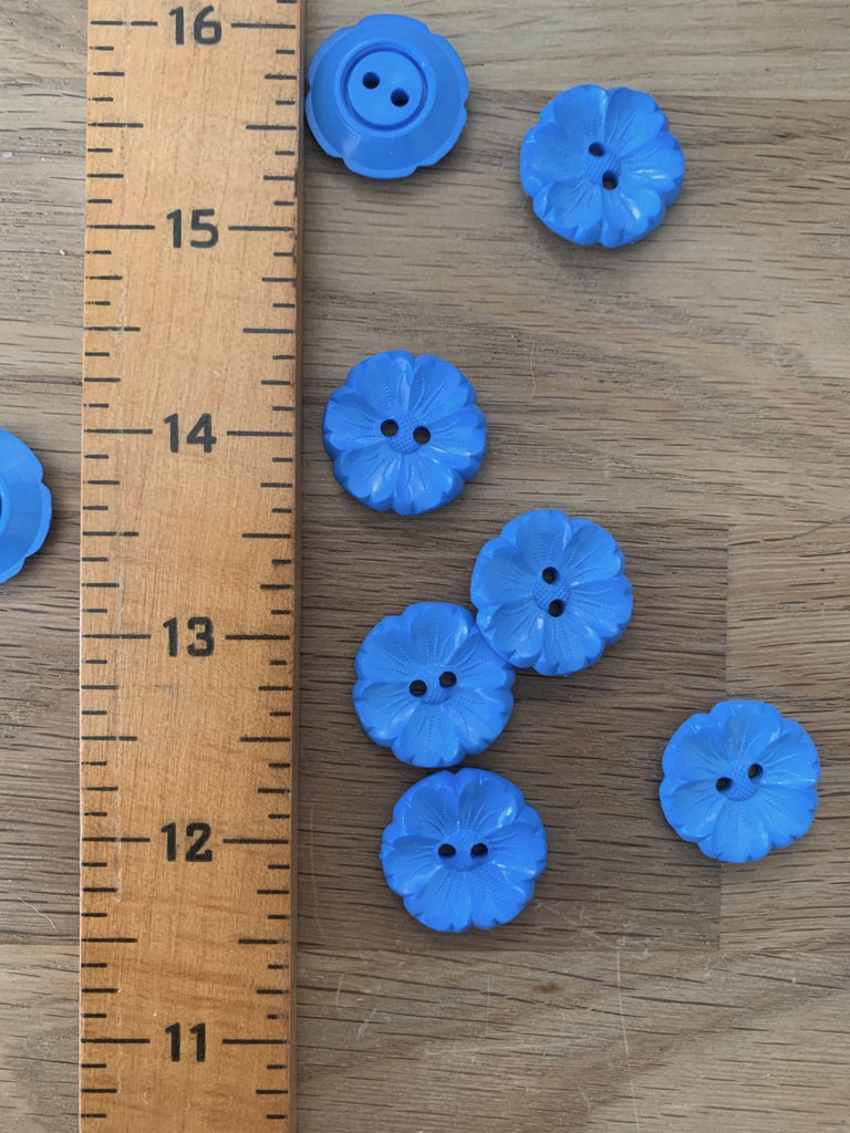 Detail Flower Button - Blue - 22mm - The Eternal Maker - UK Fabric Shop