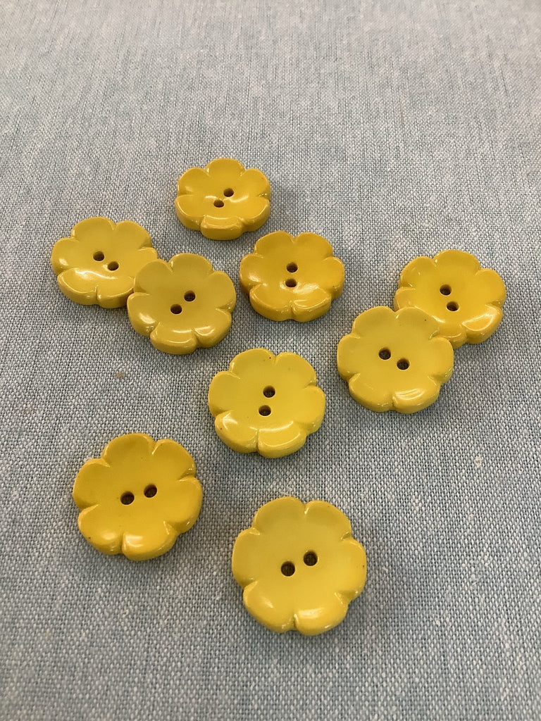 Dished Daisy Flower Shape Button - 23mm - Yellow - The Eternal Maker - UK Fabric Shop