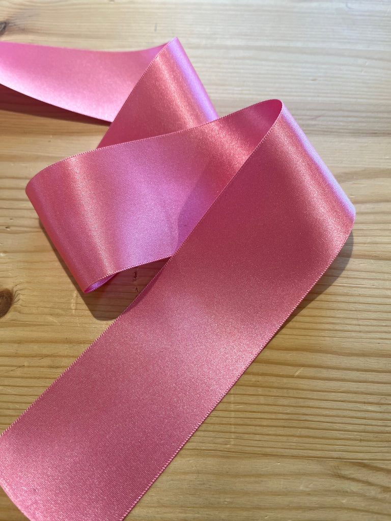 Double Faced Polyester Satin Ribbon - 50mm - Hot Pink - 52 - The Eternal Maker - UK Fabric Shop