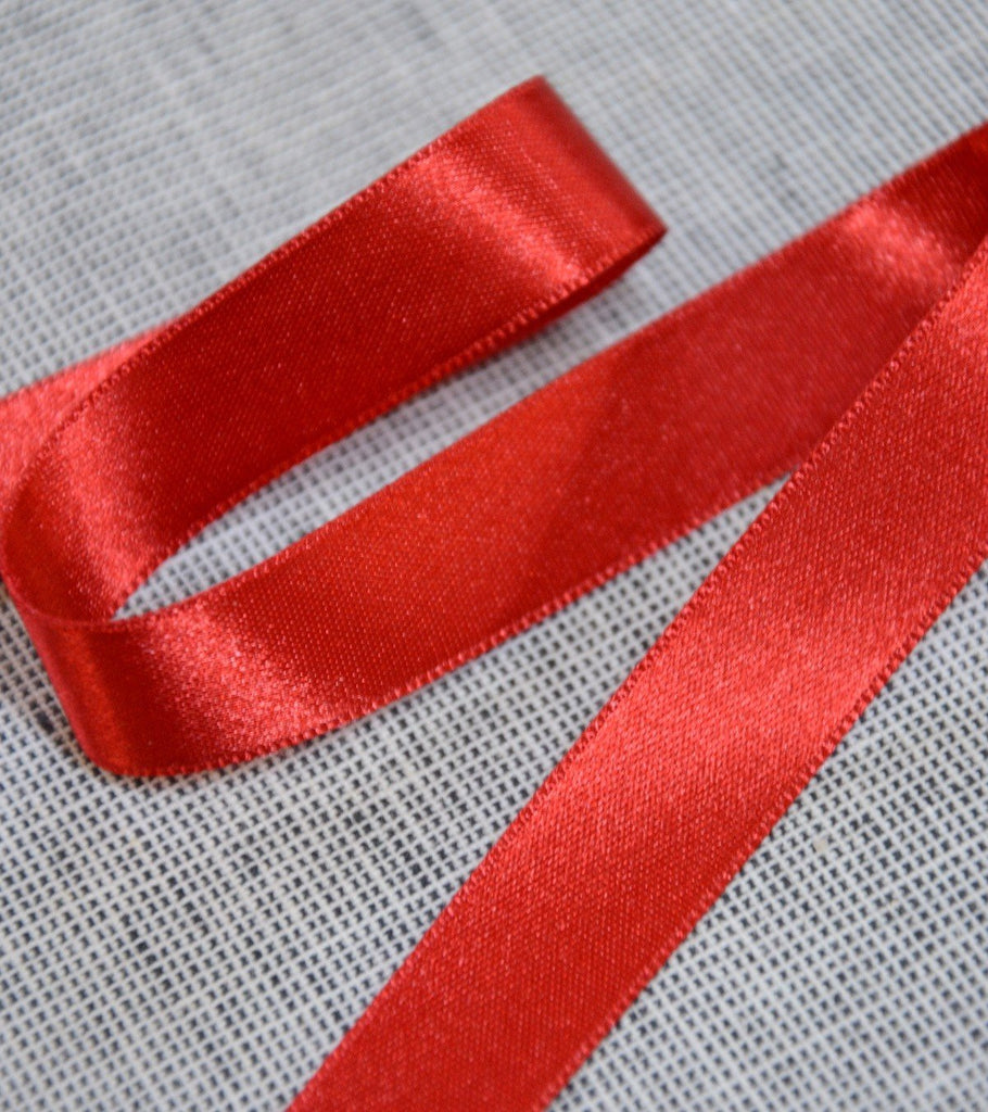 Double Faced Polyester Satin Ribbon - Red - 25mm - 15 - The Eternal Maker - UK Fabric Shop