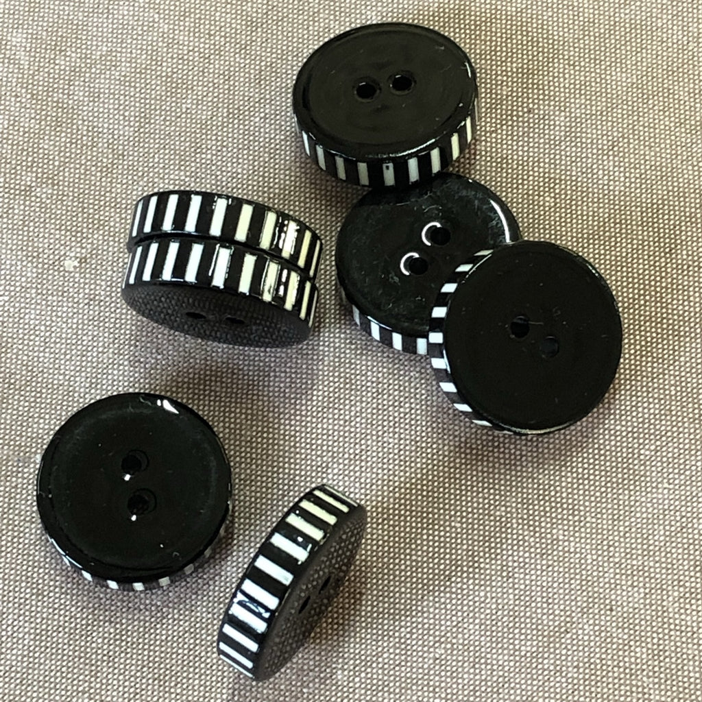 Downton Lacquered Black and White Button - 22mm - The Eternal Maker - UK Fabric Shop
