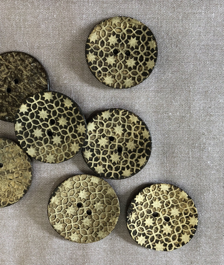 Eastern Tiles - Lasered Coconut Button - 40mm - The Eternal Maker - UK Fabric Shop
