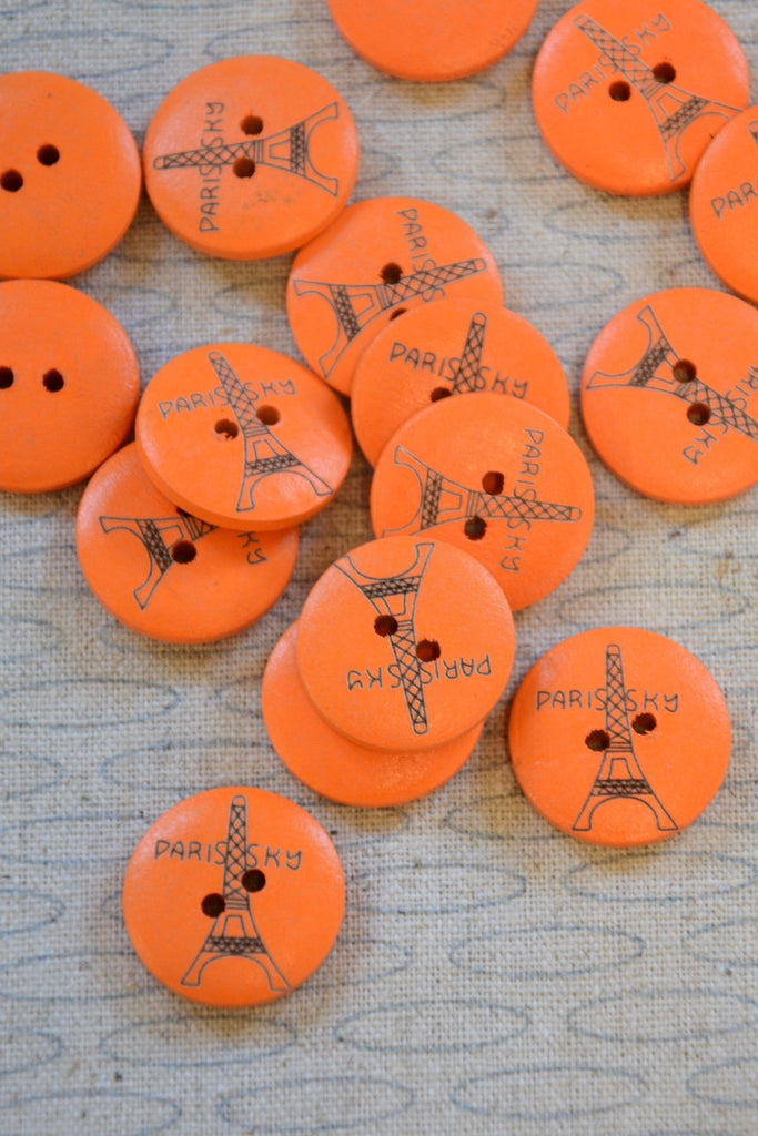 Eiffel Tower Button - Orange - 20mm - The Eternal Maker - UK Fabric Shop