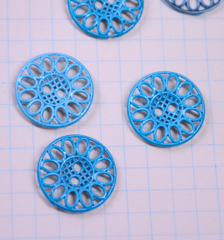 Enamel Cut Out Flower - 24mm - Blue - The Eternal Maker - UK Fabric Shop