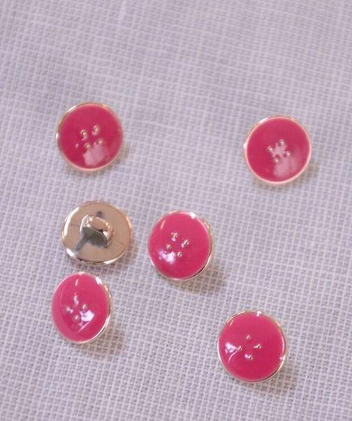 Enamelled Button - Fuchsia - 10mm - The Eternal Maker - UK Fabric Shop