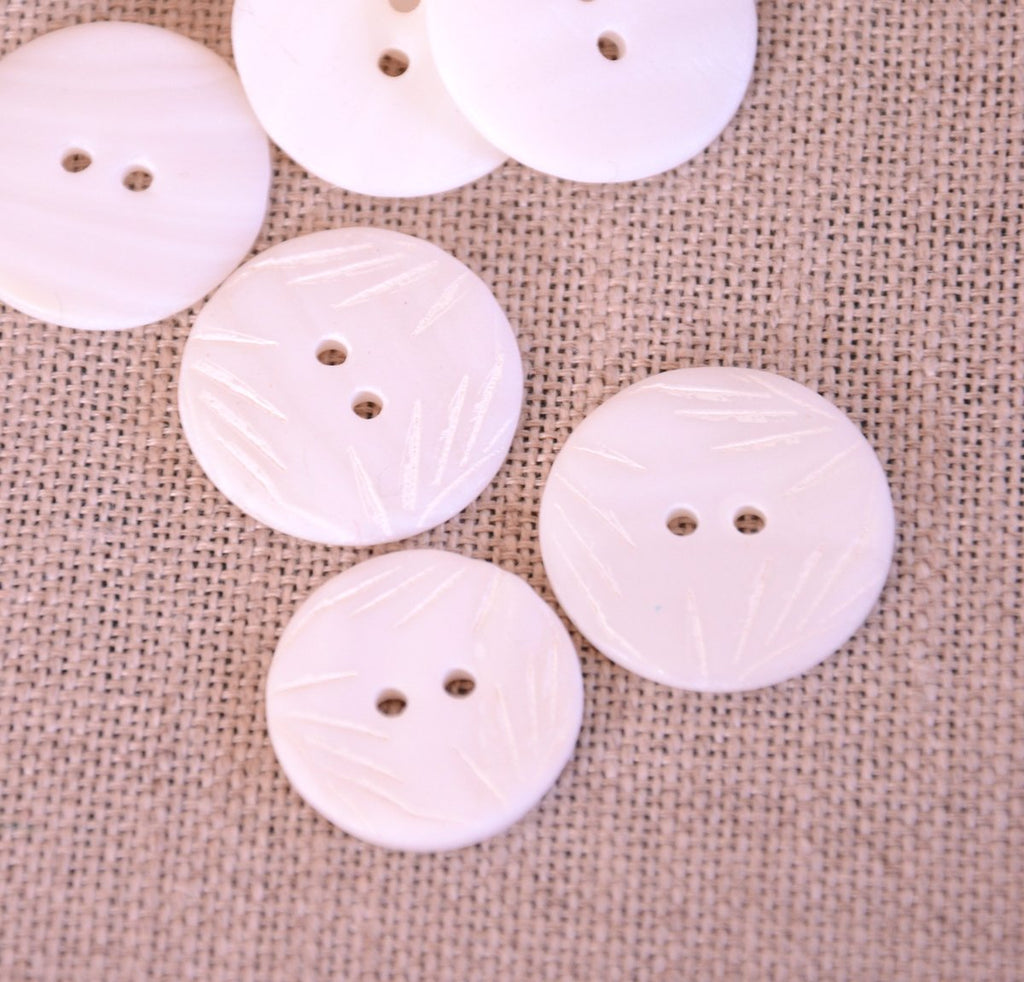 Etched White Lines on Shell Button - The Eternal Maker - UK Fabric Shop