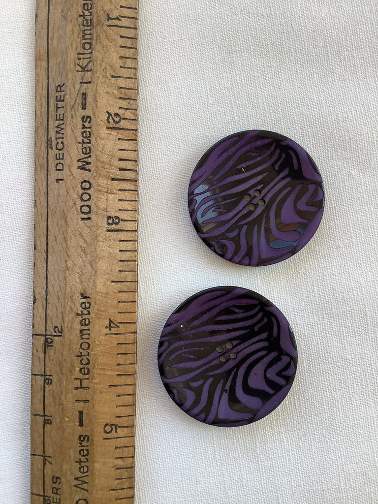 Etched Zebra Button - 4 Hole - 34mm - Purple - The Eternal Maker - UK Fabric Shop
