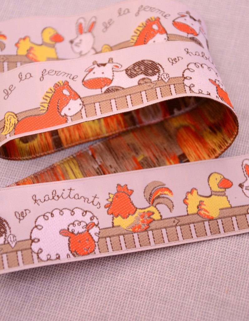 Farmyard Woven Ribbon - 35mm - Orange - The Eternal Maker - UK Fabric Shop