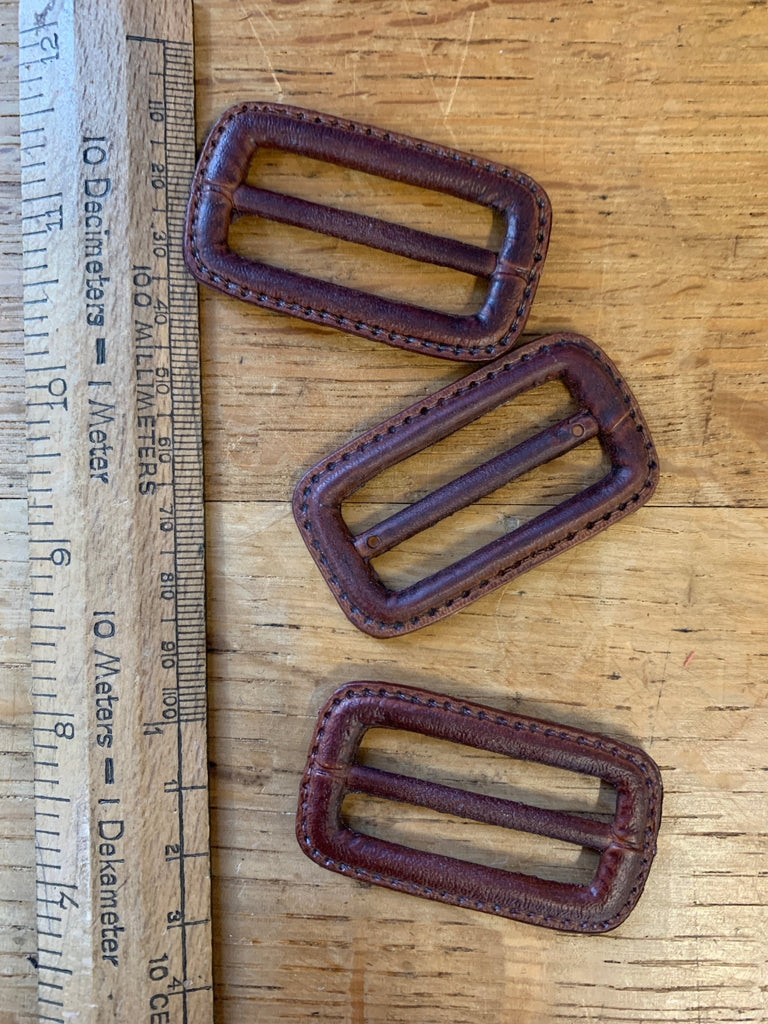 Faux Leather Stitch Buckle - 38mm Mid Brown - The Eternal Maker - UK Fabric Shop