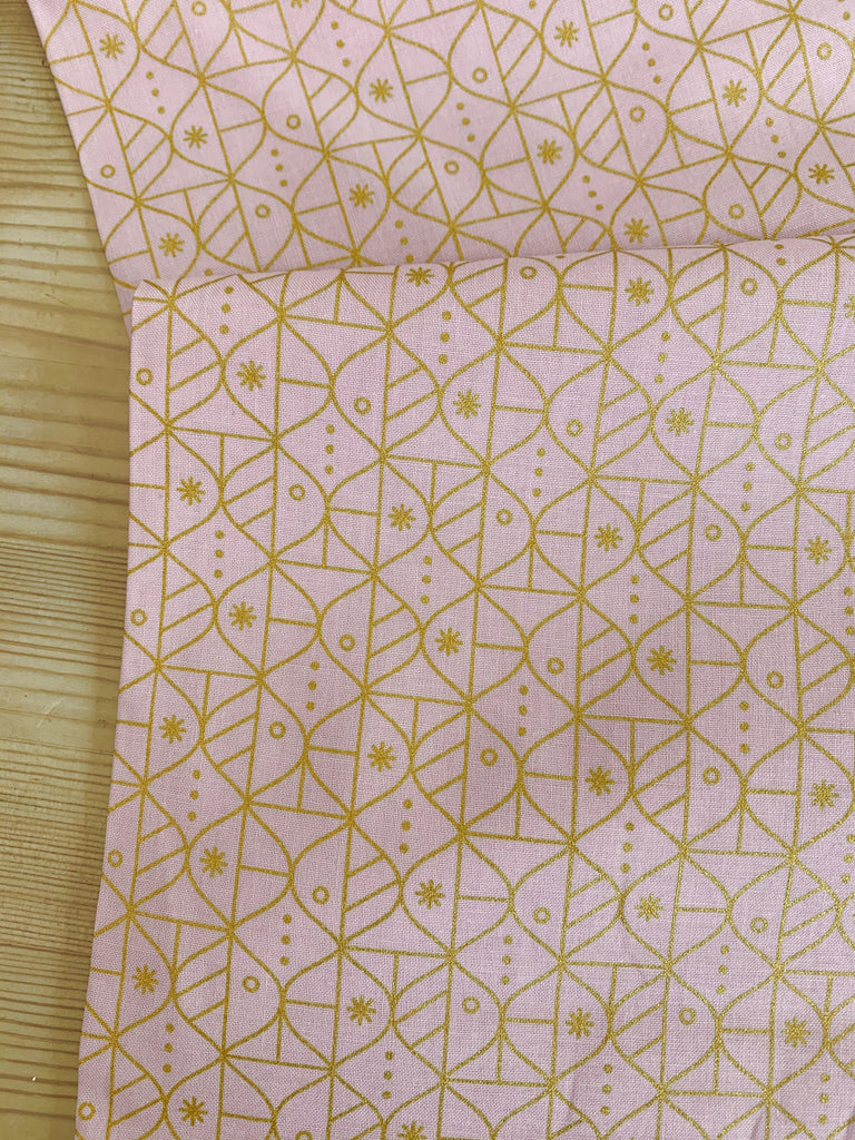 Figo Fabrics Fabric Bauble Grid in Pink Metallic  - Polar Magic by Lemonni for Figo Fabrics
