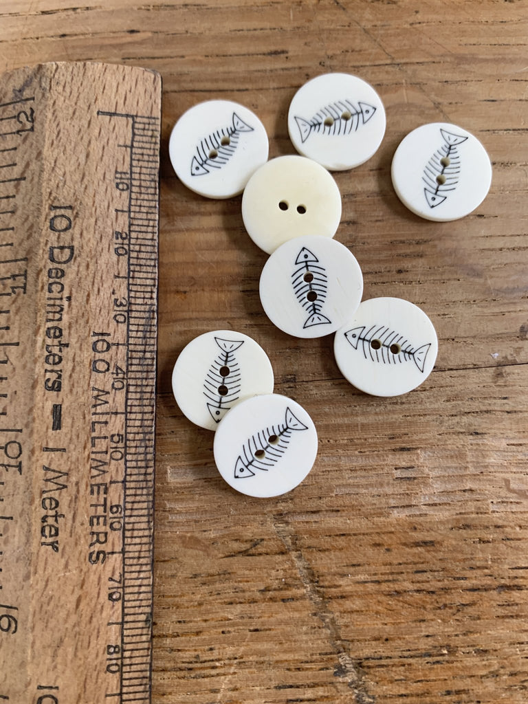 Fishbones Button - Cream - 16mm or 20mm - The Eternal Maker - UK Fabric Shop