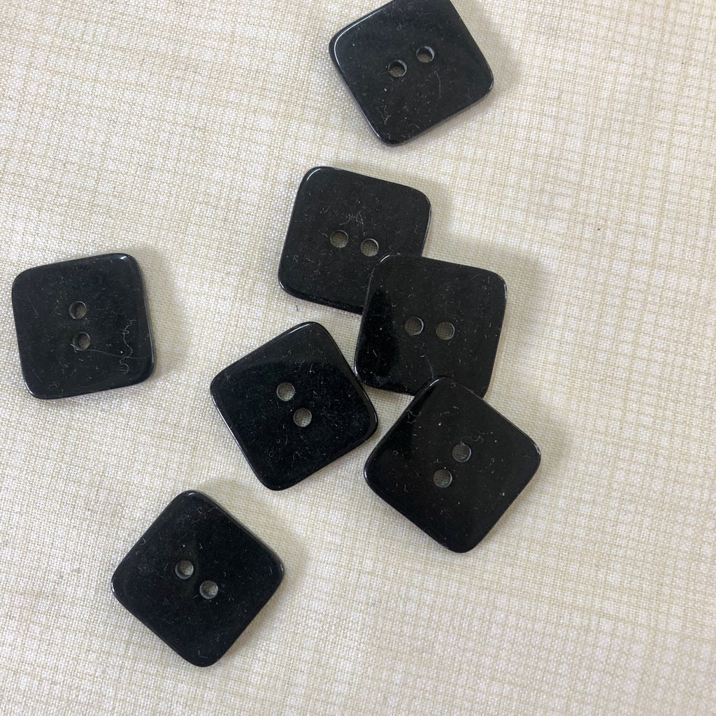 Flat Black Square Button - 20mm - The Eternal Maker - UK Fabric Shop
