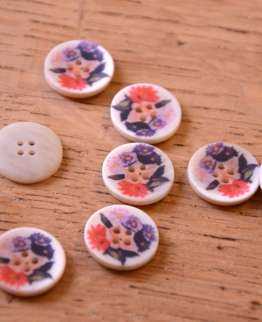 Floral Bouquet Button - 16mm - The Eternal Maker - UK Fabric Shop