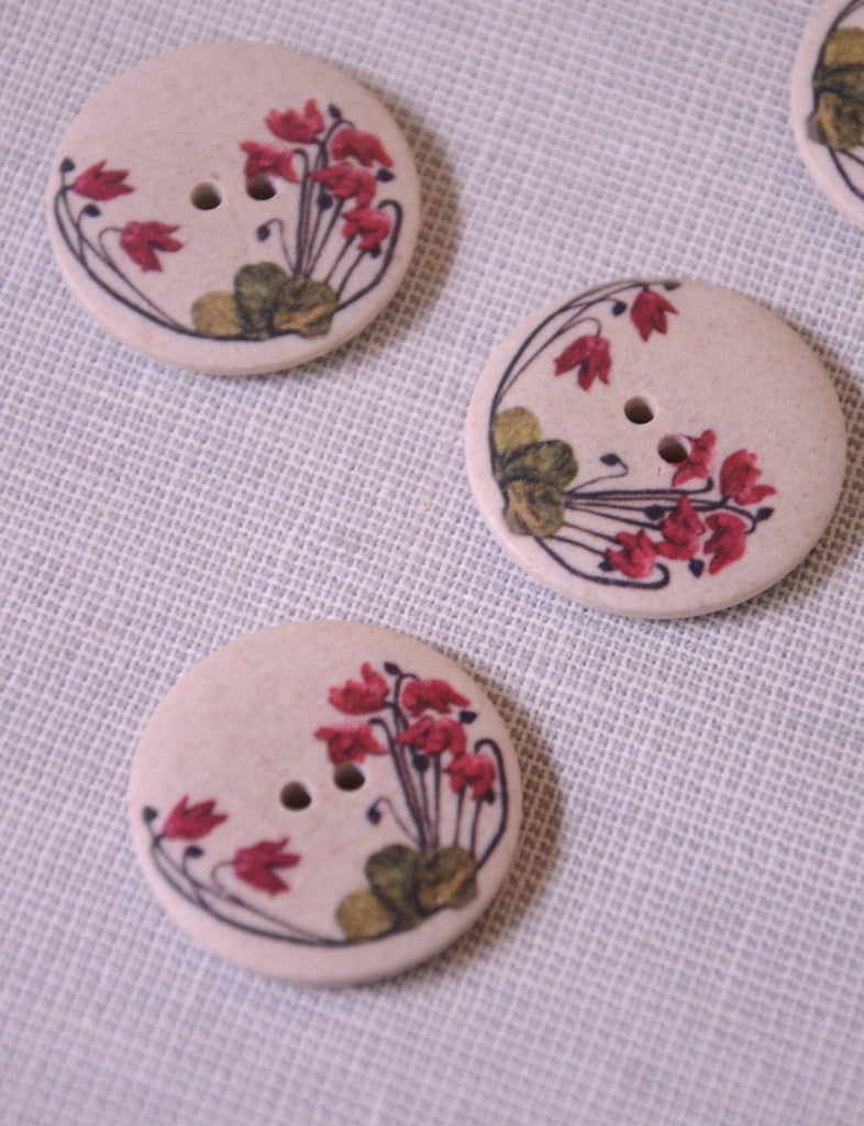 Flower Blooms on Stone Button - 30mm - The Eternal Maker - UK Fabric Shop