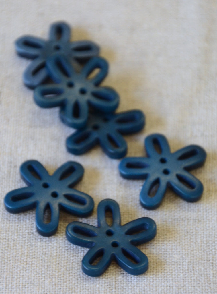Flower Cut Out Button - 20mm - Denim Blue - The Eternal Maker - UK Fabric Shop