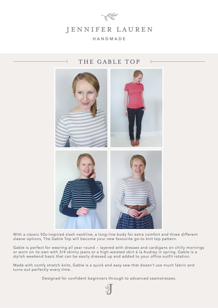 Gable Top - Jennifer Lauren Handmade - Digital PDF Download Pattern - The Eternal Maker - UK Fabric Shop