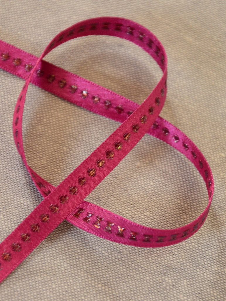 Glitz Spot Ribbon - 8mm - Magenta - The Eternal Maker - UK Fabric Shop