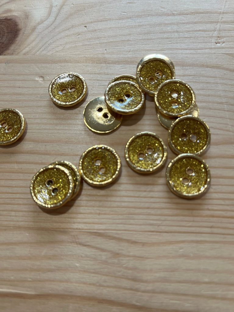 Gold Glitter Button - 18mm - The Eternal Maker - UK Fabric Shop