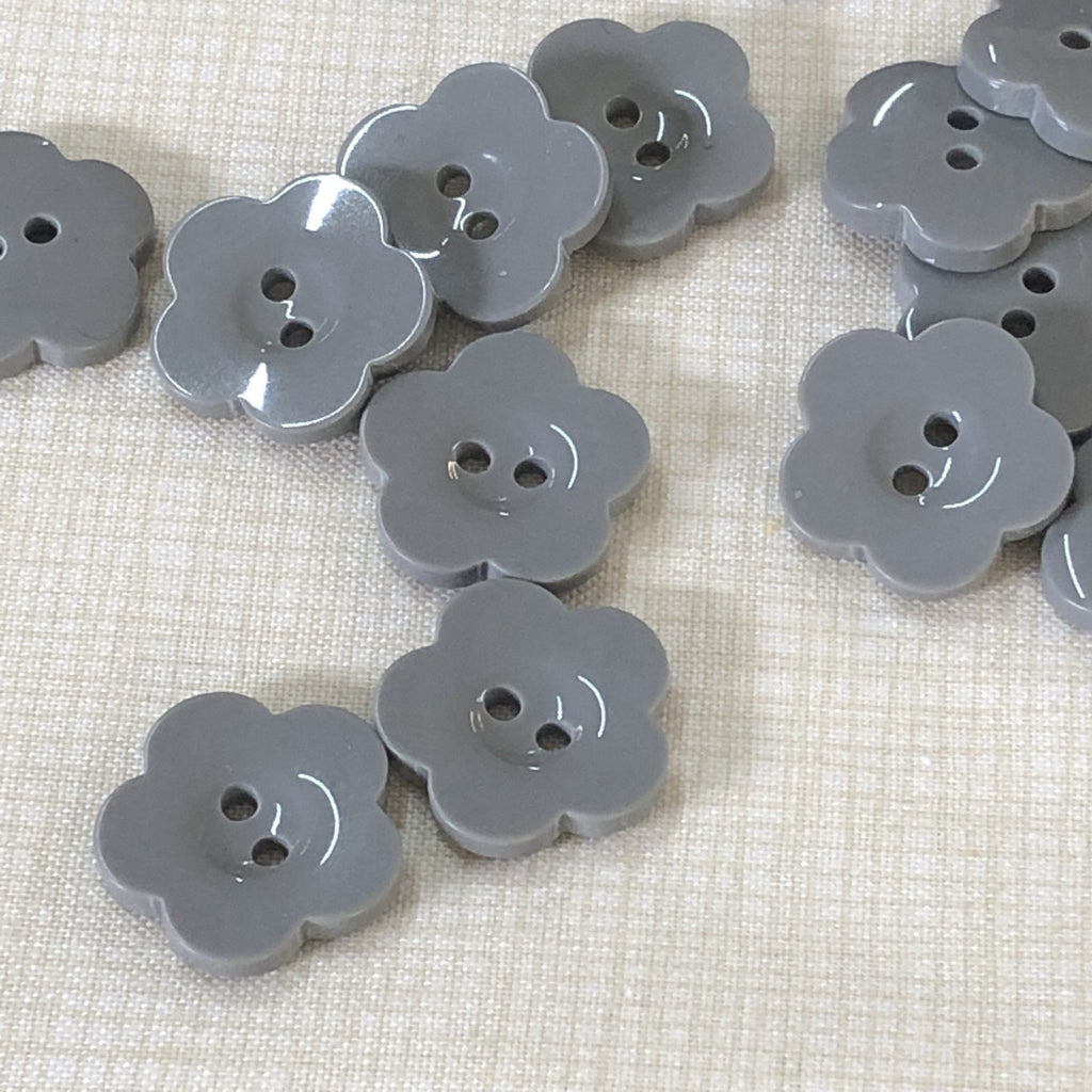 Grey Flower Button - 20mm - The Eternal Maker - UK Fabric Shop