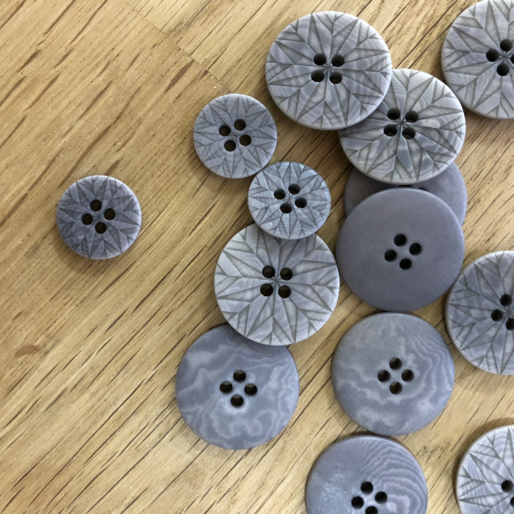 Grey Geo Corozo Nut Button - The Eternal Maker - UK Fabric Shop